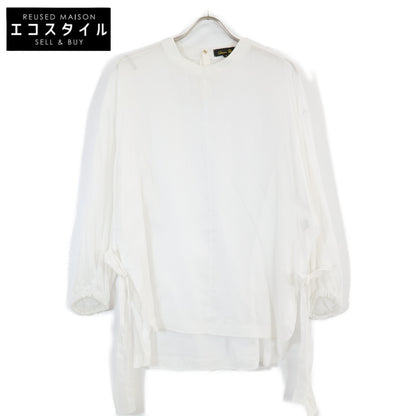 Sheer Pullover Blouse Shirt Top with Ribbon Design, Size 36, for Women