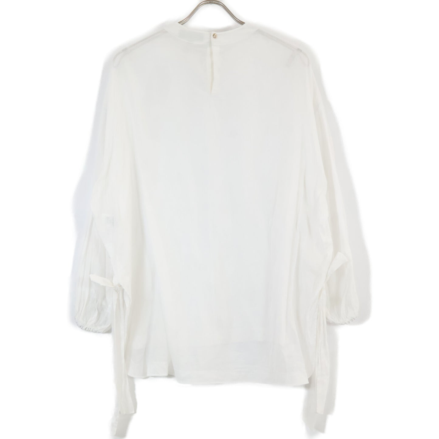 Sheer Pullover Blouse Shirt Top with Ribbon Design, Size 36, for Women