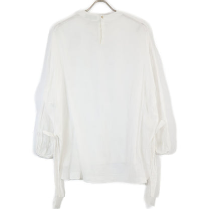 Sheer Pullover Blouse Shirt Top with Ribbon Design, Size 36, for Women