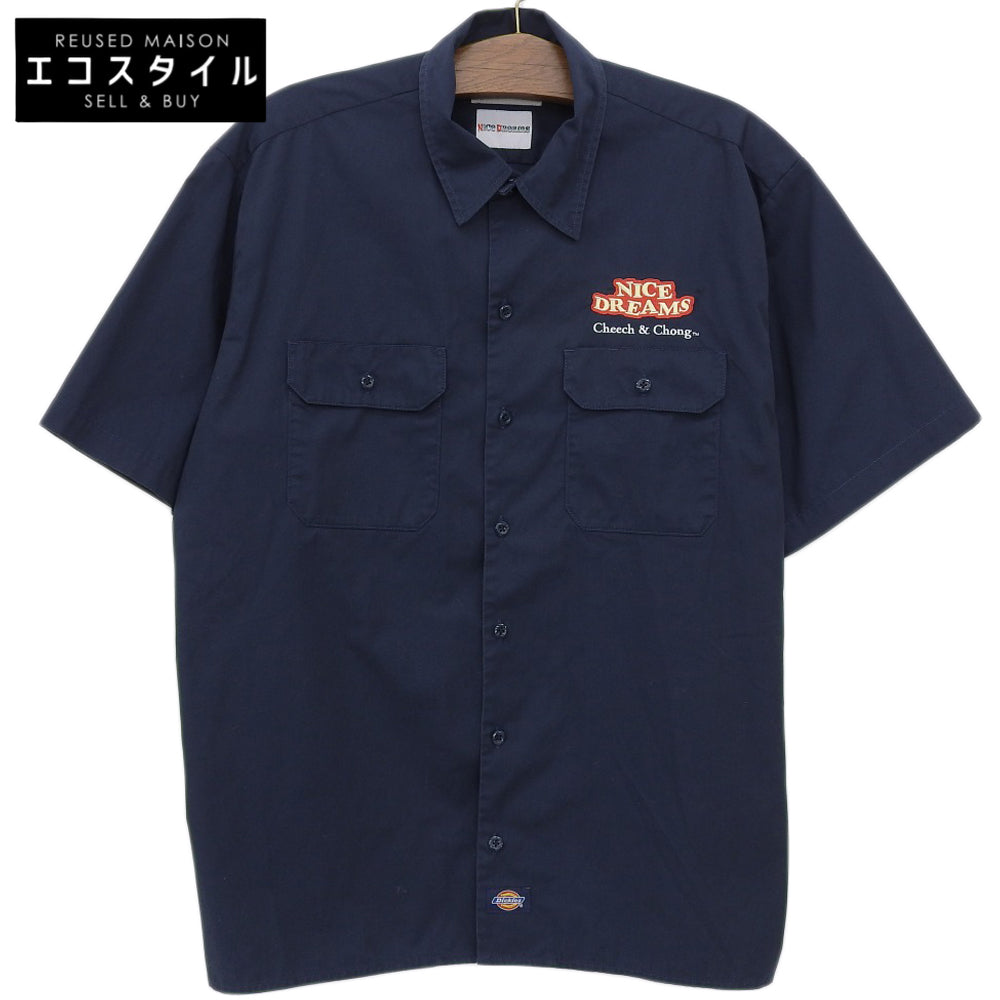 WACKO MARIA Logo Embroidered Work Shirt Top Men's Navy L Top