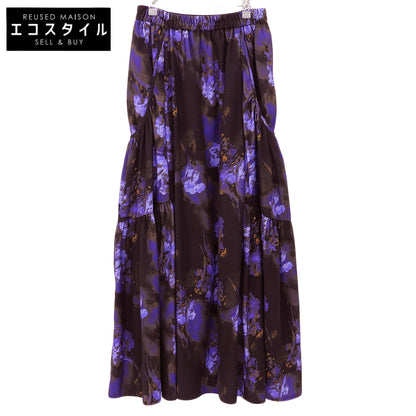 Tiered Pocket Gather Print Skirt for Women, Black, Purple, S, 66246991721, Skirt S, Women's, Like New