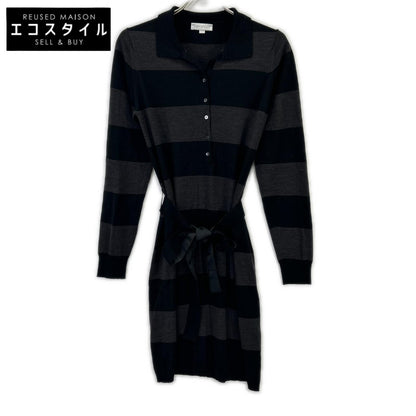 JOHN SMEDLEY ジョンスメドレー ブラック×グレーボーダー ウエストベルト ニットワンピース ワンピース