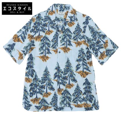 ACNE STUDIOS アクネ ストゥディオズ 19SS 美品 ツリー柄 オープンカラー 半袖シャツ トップス メンズ ライトブルー 44 トップス