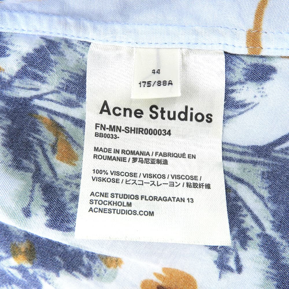 ACNE STUDIOS Acne Studios 19SS Excellent condition Tree pattern Open collar short-sleeved shirt Tops Men's Light blue 44 Tops