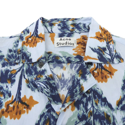 ACNE STUDIOS アクネ ストゥディオズ 19SS 美品 ツリー柄 オープンカラー 半袖シャツ トップス メンズ ライトブルー 44 トップス