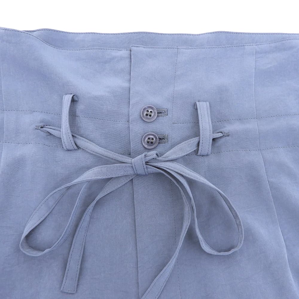 Y's Beautiful CREPE de CHINE High-Waisted Pants Bottoms Women's Blue-Gray 1 YM-P05-500 Bottoms