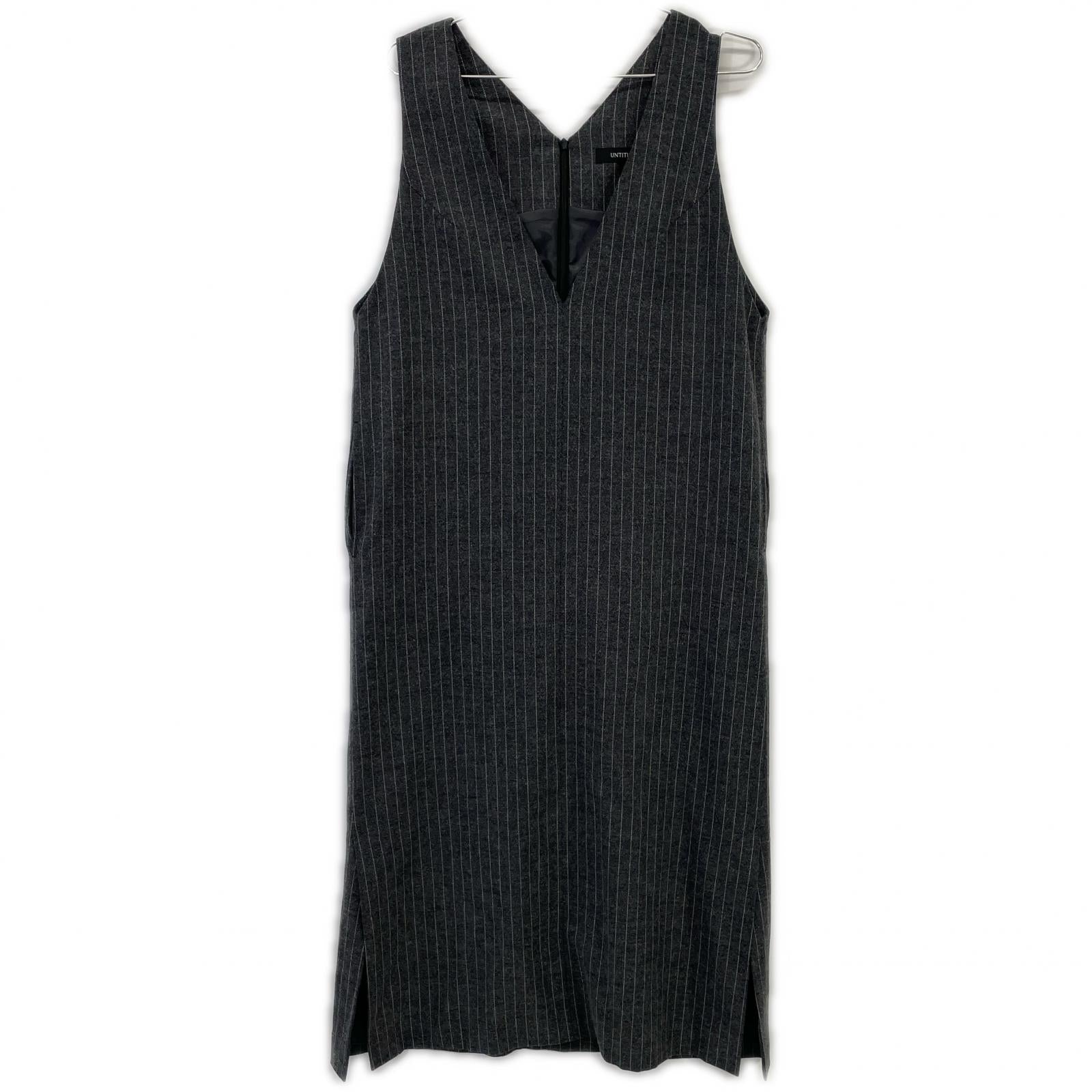 UNTITLED アンタイトル ｸﾞﾚｰ BB153-55500JJ ｽﾄﾗｲﾌﾟ ｼﾞｬﾝﾊﾟｰｽｶｰﾄ ワンピース S