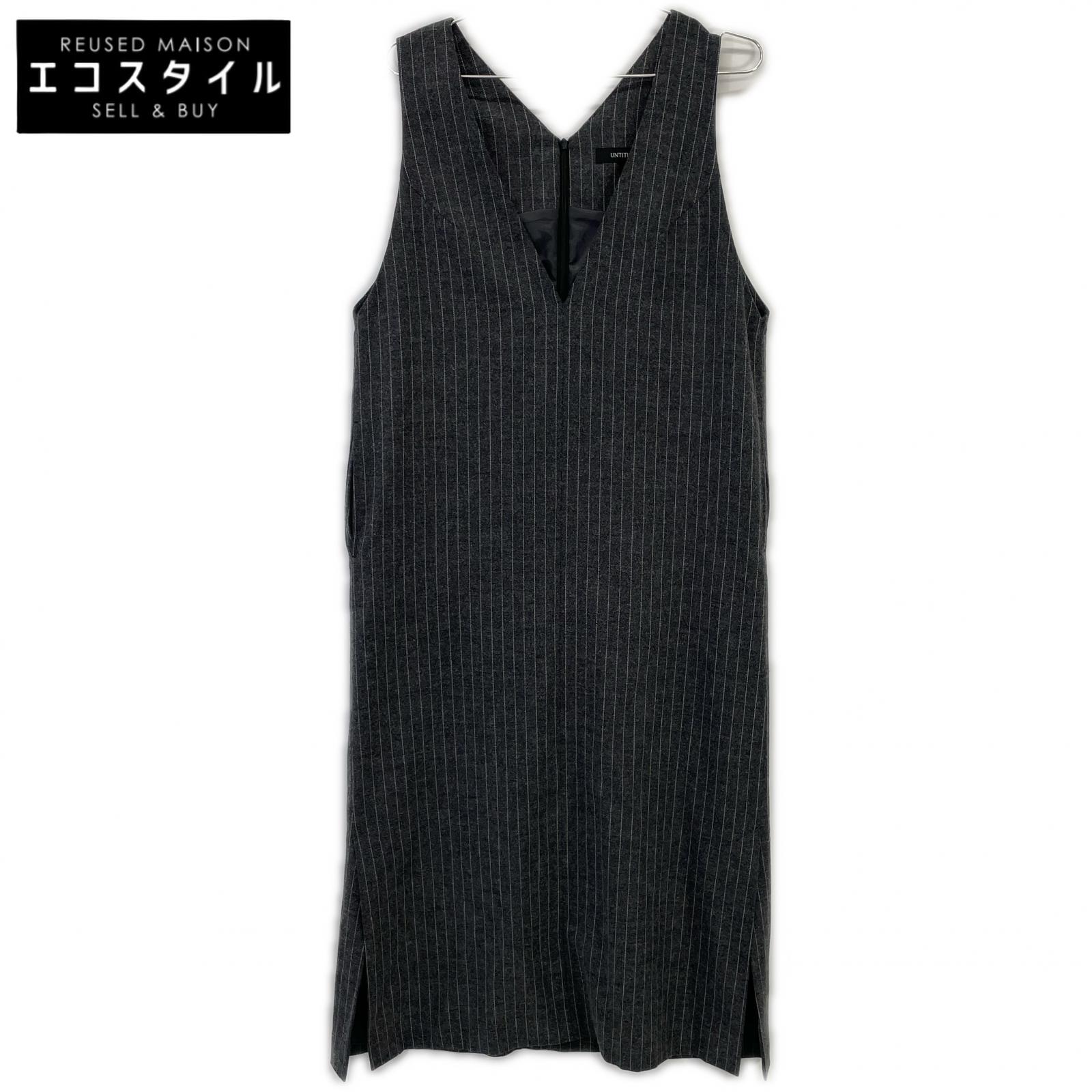 UNTITLED アンタイトル グレー BB153-55500JJ ストライプ ジャンパースカート ワンピース