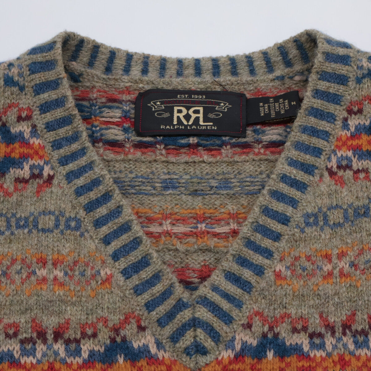 RRL ダブルアールエル 美品 ウイングロゴ ハンドエンブロイダリー フェアアイル ニット トップス