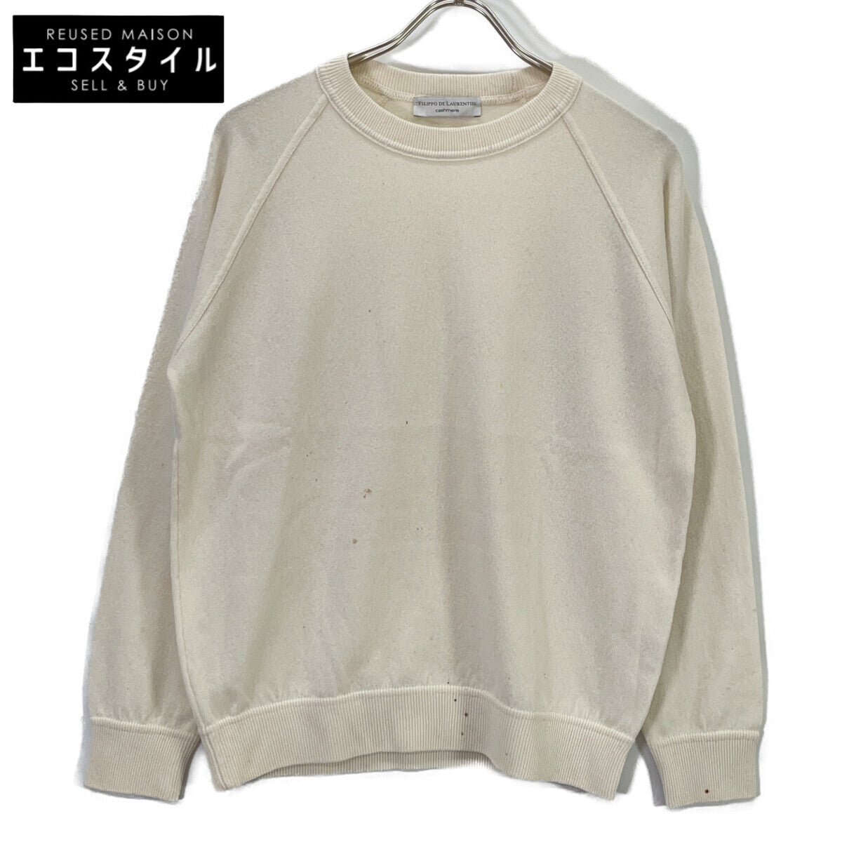 FILIPPO DE LAURENTIIS Ivory 100% Cashmere Crew Neck Knit Top 50