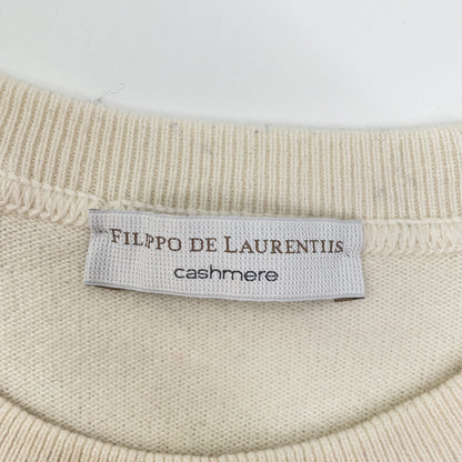 FILIPPO DE LAURENTIIS Ivory 100% Cashmere Crew Neck Knit Top 50