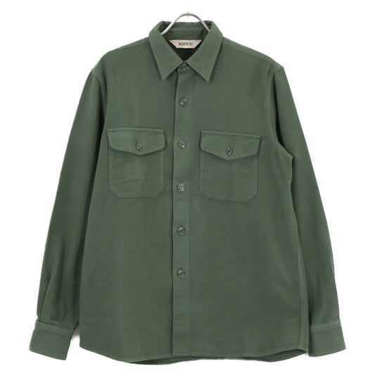 ｸﾞﾘｰﾝ W3A CE26 L548 ｺｯﾄﾝ ﾌﾗﾝﾈﾙ ｼｬﾂｼﾞｬｹｯﾄ ジャケット M メンズ