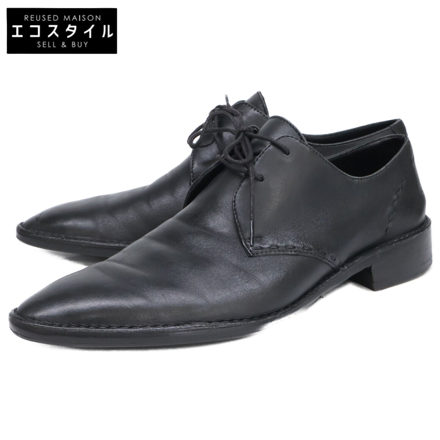 3 Eyelet Stitch Design Leather Shoes 7 EE Mens