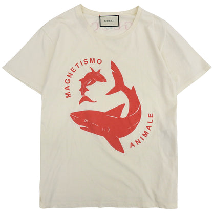GUCCI Shark Print T-Shirt Top Men's Ivory 493117X3N86 XS Top
