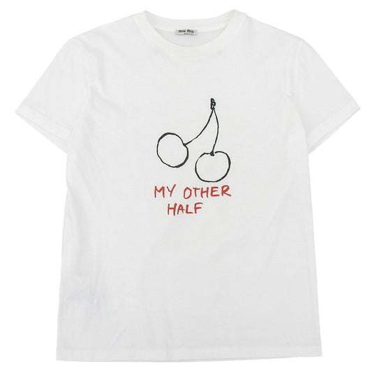 MIUMIU ミュウミュウ チェリー 半袖Tシャツ トップス レディース ホワイト XS MJN170 19年製 トップス