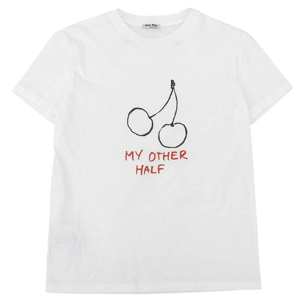 MIUMIU Cherry Short Sleeve T-shirt Top Women's White XS MJN170 19SS Top