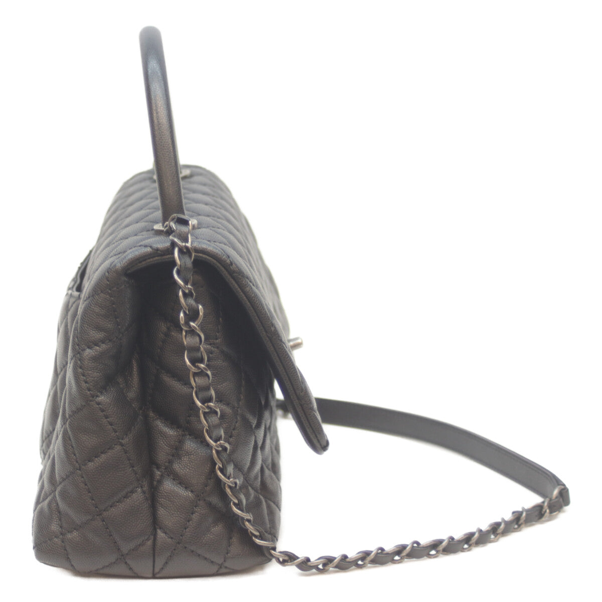 CHANEL シャネル 21番台 A92991 黒 シルバー金具 キャビア マトラッセ ココハンドル29 ハンドバッグ