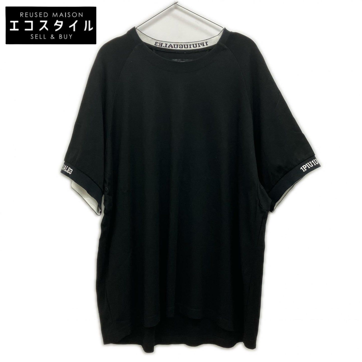1piu1uguale3 ウノピゥウノウグァーレトレ RONE013 黒 オーバーサイズ Tシャツ トップス
