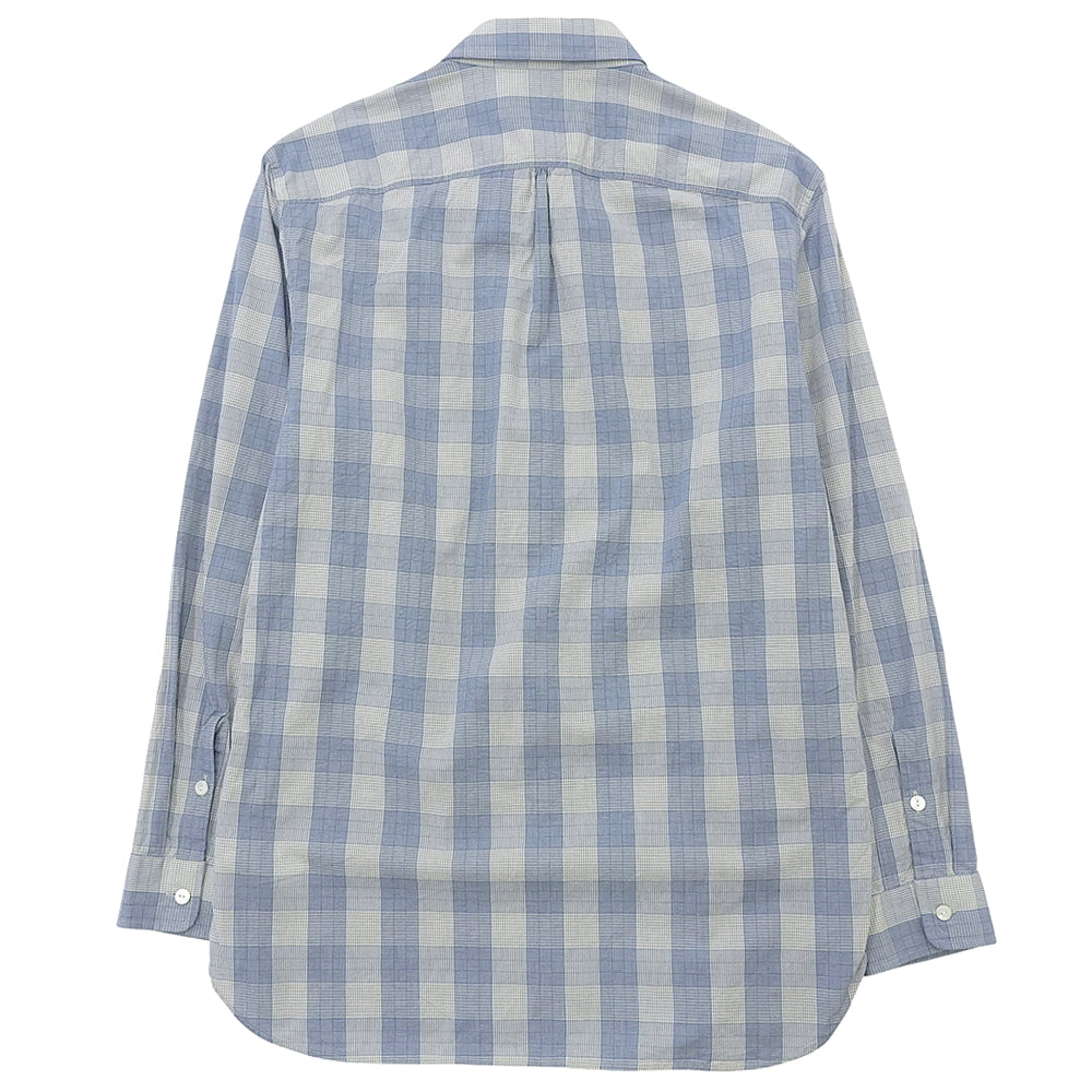 RRL ダブルアールエル 美品 コットン チェック柄 ダブルポケット ワークシャツ トップス メンズ ブルー×ライトグレー M トップス M