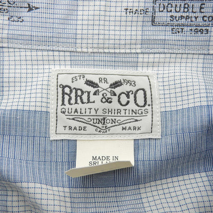 RRL ダブルアールエル 美品 コットン チェック柄 ダブルポケット ワークシャツ トップス メンズ ブルー×ライトグレー M トップス M