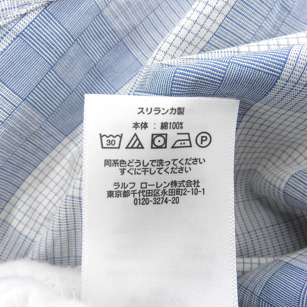 RRL ダブルアールエル 美品 コットン チェック柄 ダブルポケット ワークシャツ トップス メンズ ブルー×ライトグレー M トップス M