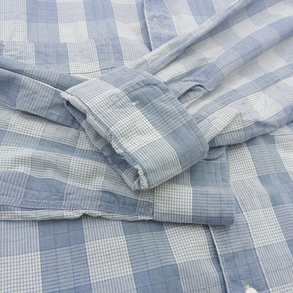 RRL ダブルアールエル 美品 コットン チェック柄 ダブルポケット ワークシャツ トップス メンズ ブルー×ライトグレー M トップス M