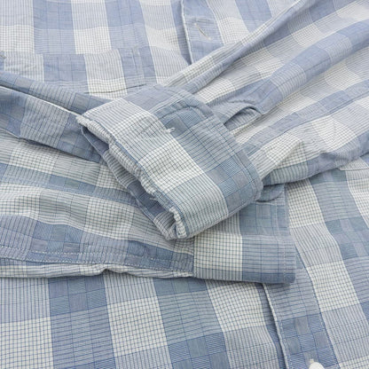 Excellent condition cotton check double pocket work shirt top men's blue x light gray M Tops M men's