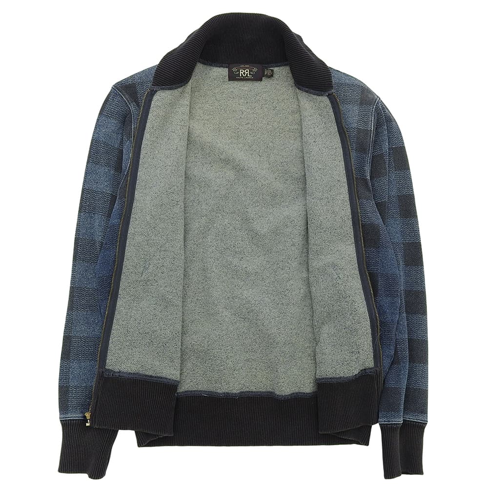 RRL ダブルアールエル 美品 コットン チェック柄 ジップジャケット メンズ インディゴ S MNRRKNI16810059 ジャケット