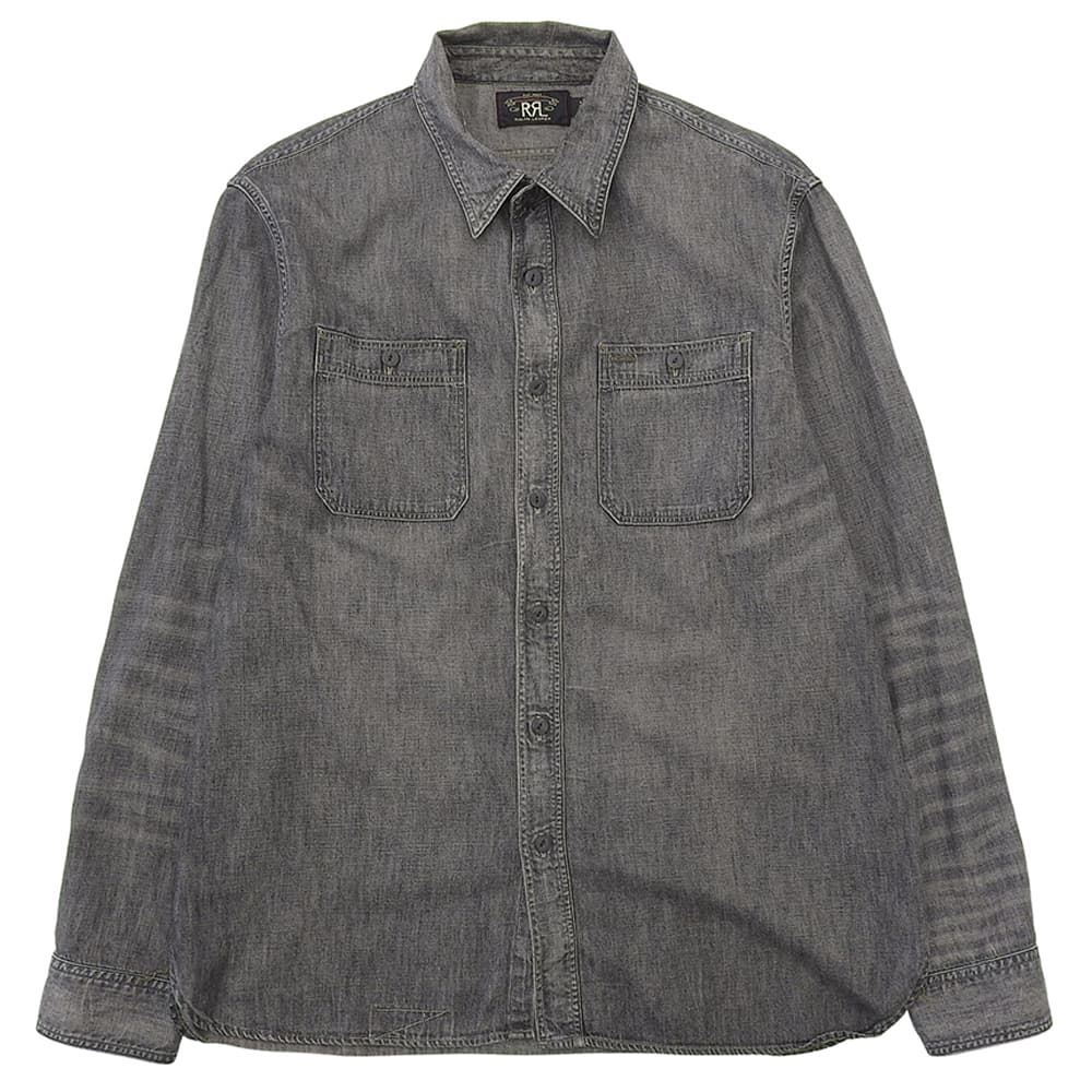 RRL ダブルアールエル コットン シャンブレーシャツ トップス メンズ ブラックインディゴ L トップス L