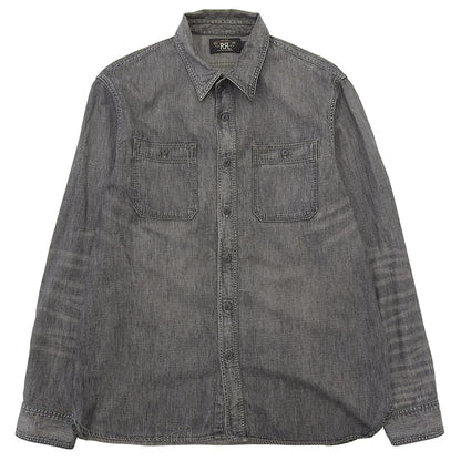RRL ダブルアールエル コットン シャンブレーシャツ トップス メンズ ブラックインディゴ L トップス L