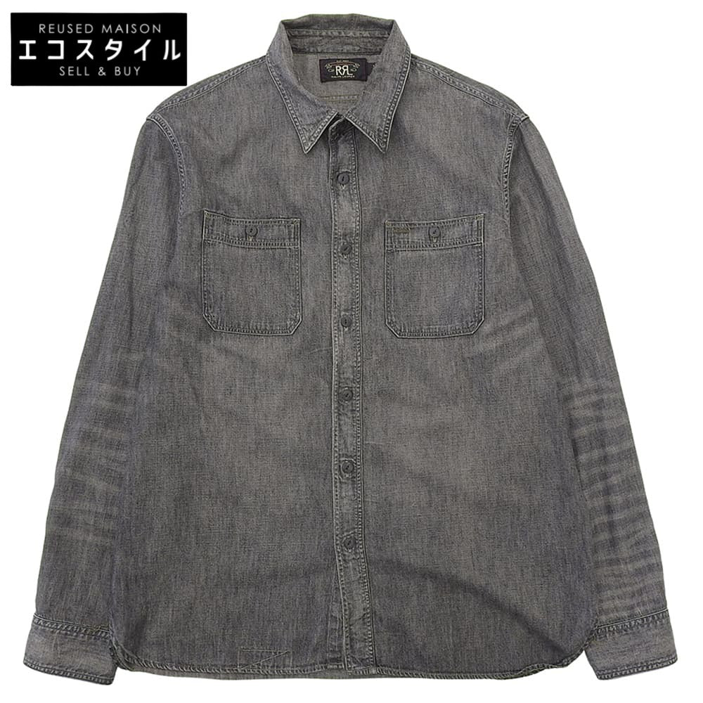 RRL ダブルアールエル コットン シャンブレーシャツ トップス メンズ ブラックインディゴ L トップス L