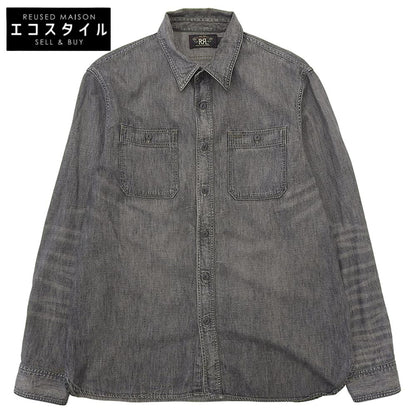 RRL ダブルアールエル コットン シャンブレーシャツ トップス メンズ ブラックインディゴ L トップス L