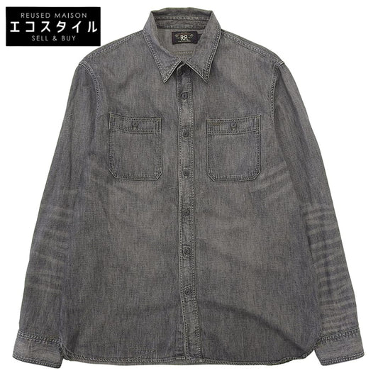 RRL ダブルアールエル コットン シャンブレーシャツ トップス メンズ ブラックインディゴ L トップス L