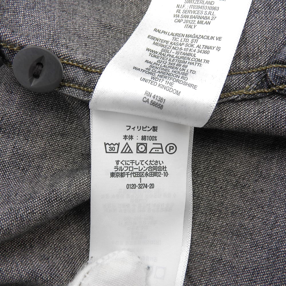 RRL ダブルアールエル コットン シャンブレーシャツ トップス メンズ ブラックインディゴ L トップス L