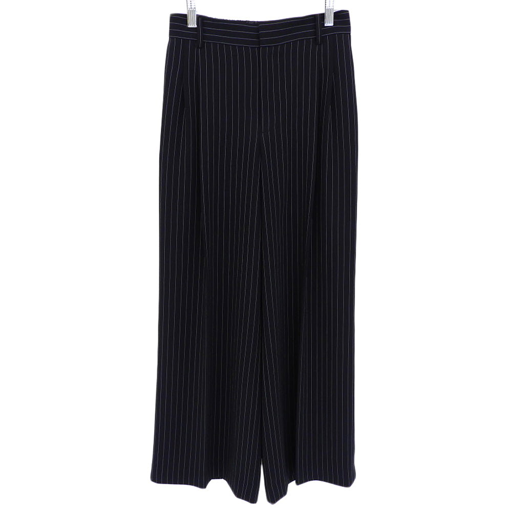 LAUTREAMONT ロートレアモン 美品 タックワイドストライプパンツ ≪洗濯機で洗える≫ ボトムス レディース ブラック 38 3110-46016 ボトムス 38