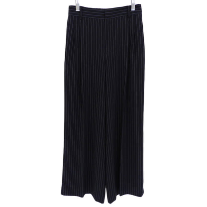 LAUTREAMONT ロートレアモン 美品 タックワイドストライプパンツ ≪洗濯機で洗える≫ ボトムス レディース ブラック 38 3110-46016 ボトムス 38