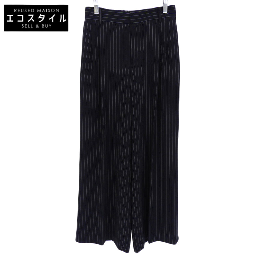 LAUTREAMONT ロートレアモン 美品 タックワイドストライプパンツ ≪洗濯機で洗える≫ ボトムス レディース ブラック 38 3110-46016 ボトムス 38