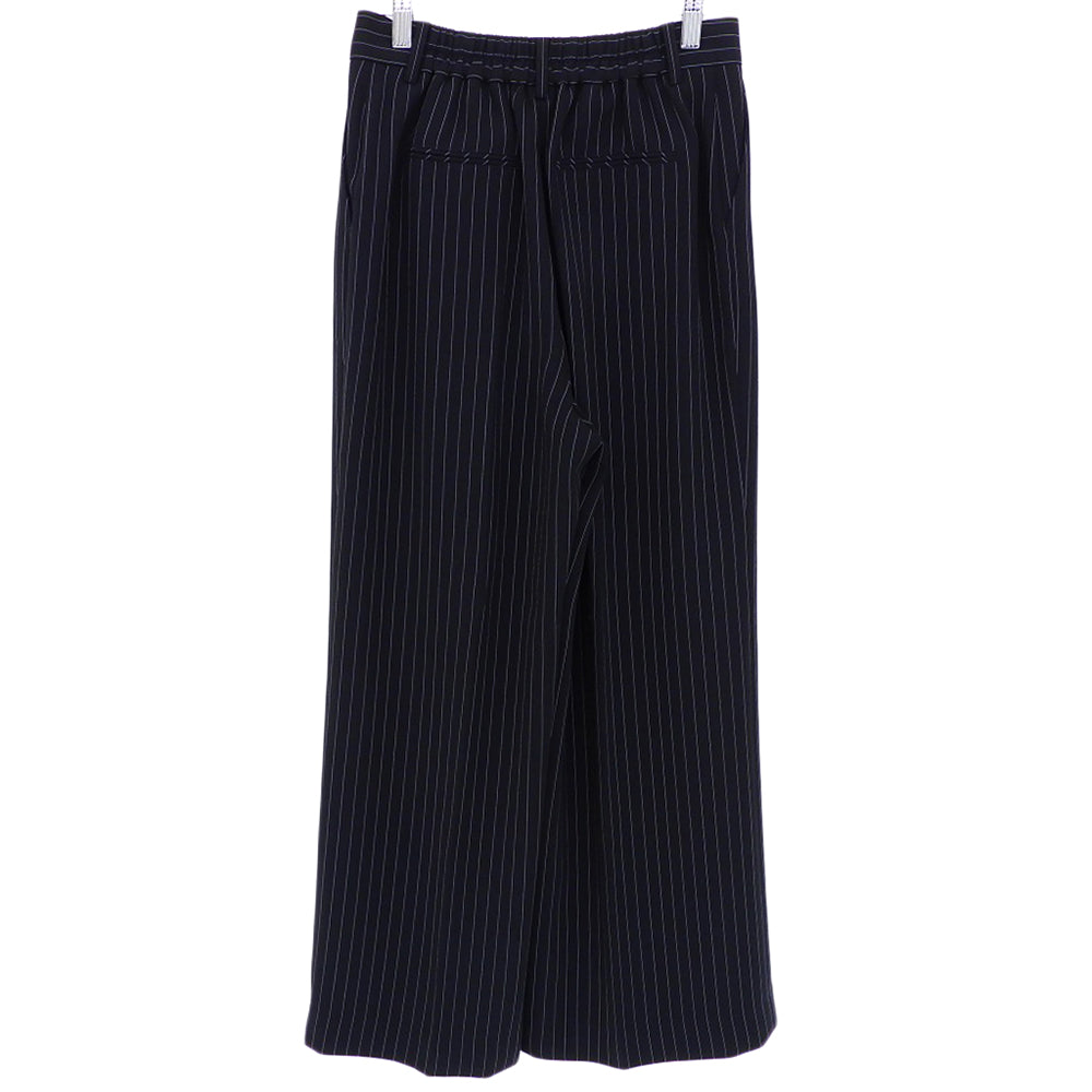 LAUTREAMONT ロートレアモン 美品 タックワイドストライプパンツ ≪洗濯機で洗える≫ ボトムス レディース ブラック 38 3110-46016 ボトムス 38