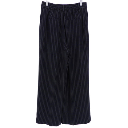 LAUTREAMONT ロートレアモン 美品 タックワイドストライプパンツ ≪洗濯機で洗える≫ ボトムス レディース ブラック 38 3110-46016 ボトムス 38