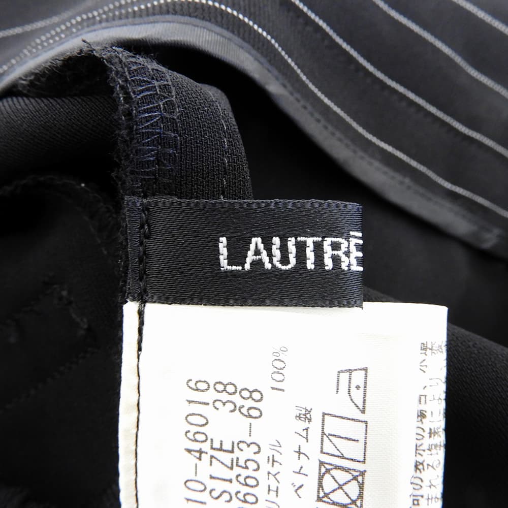 LAUTREAMONT ロートレアモン 美品 タックワイドストライプパンツ ≪洗濯機で洗える≫ ボトムス レディース ブラック 38 3110-46016 ボトムス 38