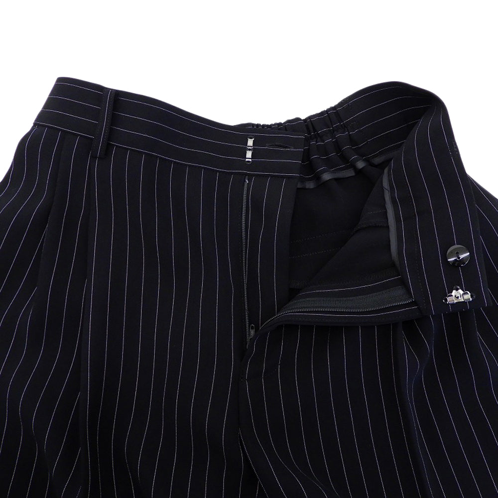 LAUTREAMONT ロートレアモン 美品 タックワイドストライプパンツ ≪洗濯機で洗える≫ ボトムス レディース ブラック 38 3110-46016 ボトムス 38