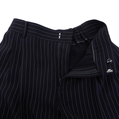 LAUTREAMONT ロートレアモン 美品 タックワイドストライプパンツ ≪洗濯機で洗える≫ ボトムス レディース ブラック 38 3110-46016 ボトムス 38