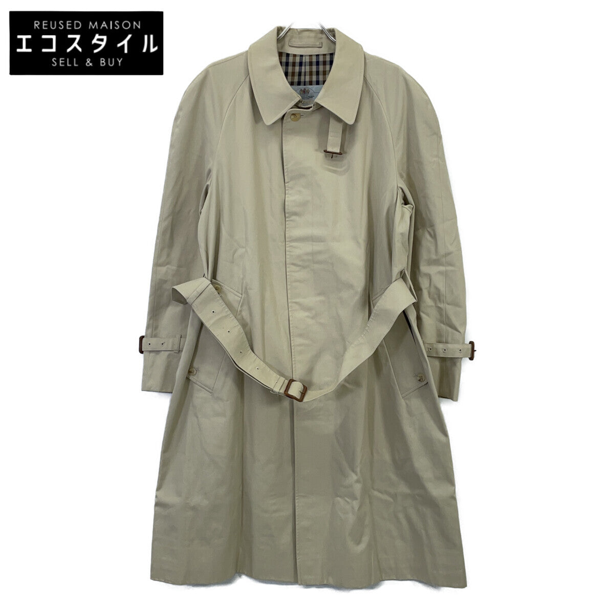 Aquascutum アクアスキュータム イギリス製 裏地チェック柄 トレンチコート コート