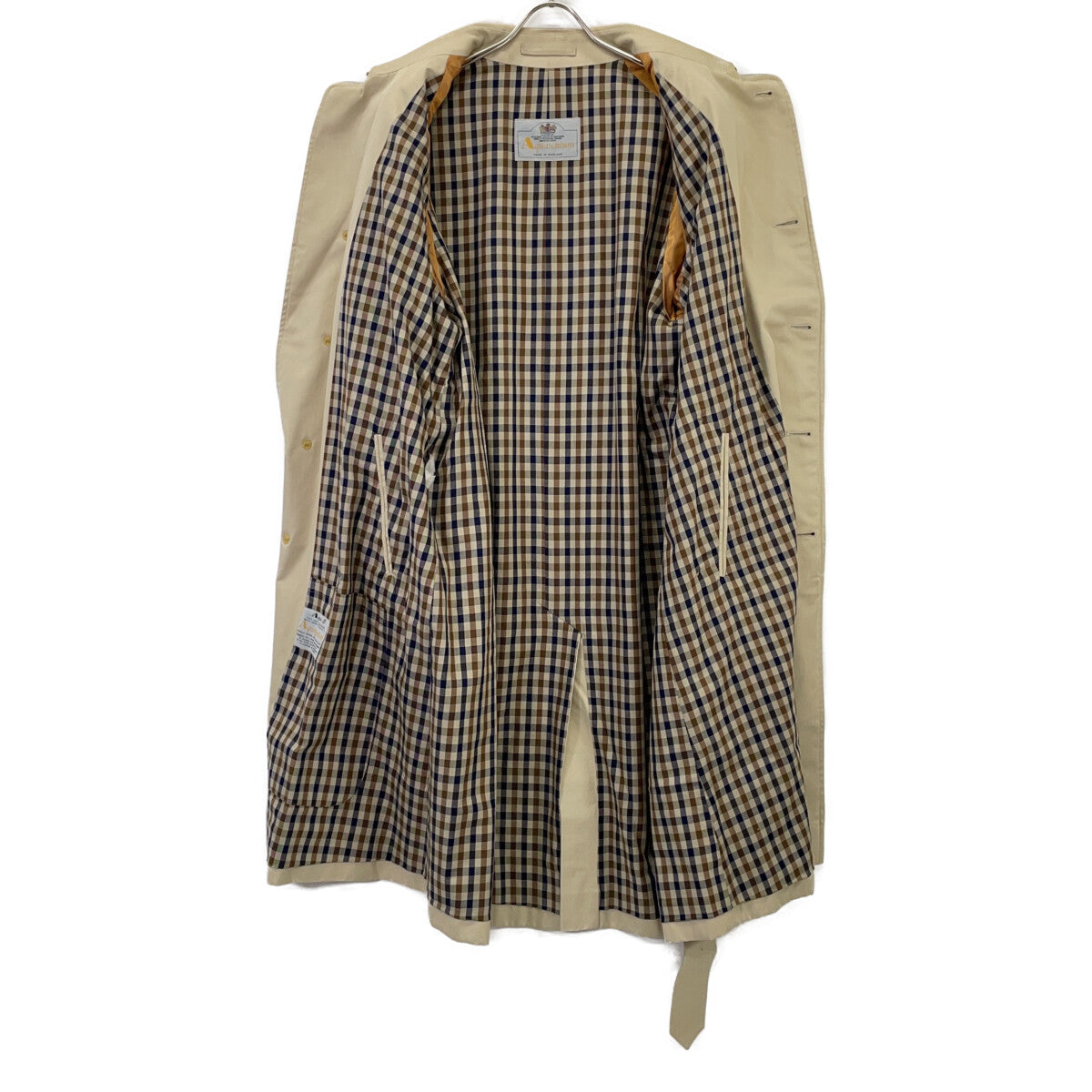 Aquascutum アクアスキュータム イギリス製 裏地チェック柄 トレンチコート コート