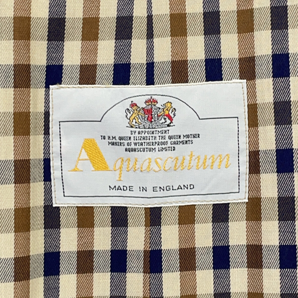 Aquascutum アクアスキュータム イギリス製 裏地チェック柄 トレンチコート コート