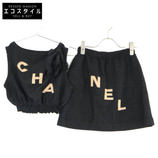 CHANEL 【Excellent/Domestic Regular】P61529K46806 Logo Knit Cropped Top/Skirt Suit Set-up