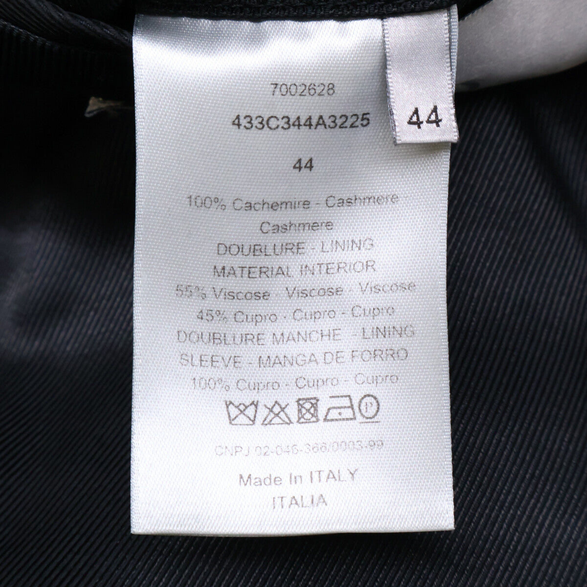 【国内正品】433C344A3225 羊绒经典长款大衣 44 男士