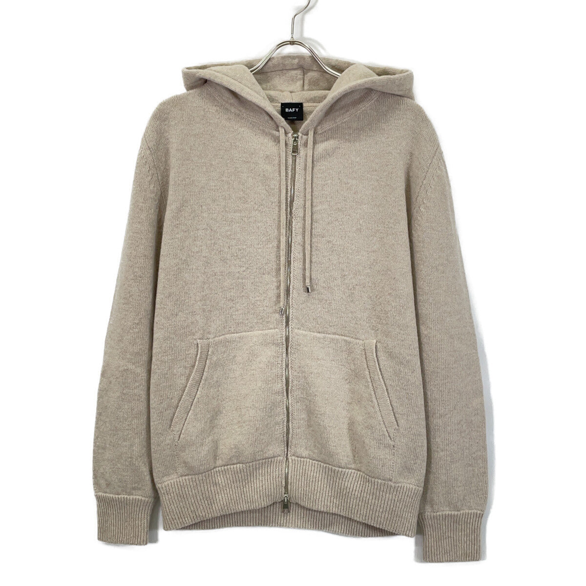 IVORY WOOL ZIP-UP KNIT HOODIE Top 48 Men's