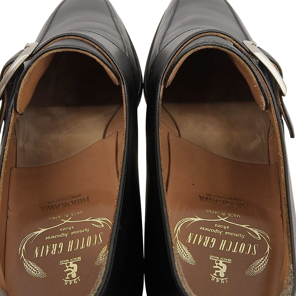 SCOTCH GRAIN スコッチグレイン 美品 アシュランス シングルモンクシューズ メンズ ブラック 25cm 3527 シューズ 25EEE