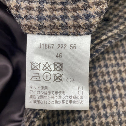 棕色 J1B67-222-56 千鸟格羊绒混纺立领大衣 大衣 46 男士